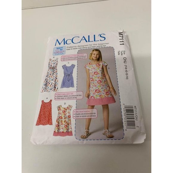 Other - Mccalls Sewing Pattern M7111 Girls Dresses Size 7, 8, 10, 12, 14 Uncut 2015 Z8
